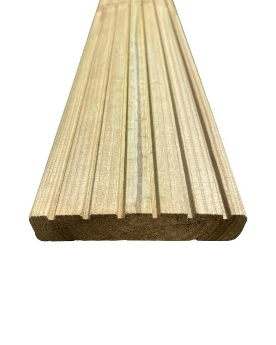 4.8m x 150mm x 32mm Grooved Decking Board – Pressure Treated Green
